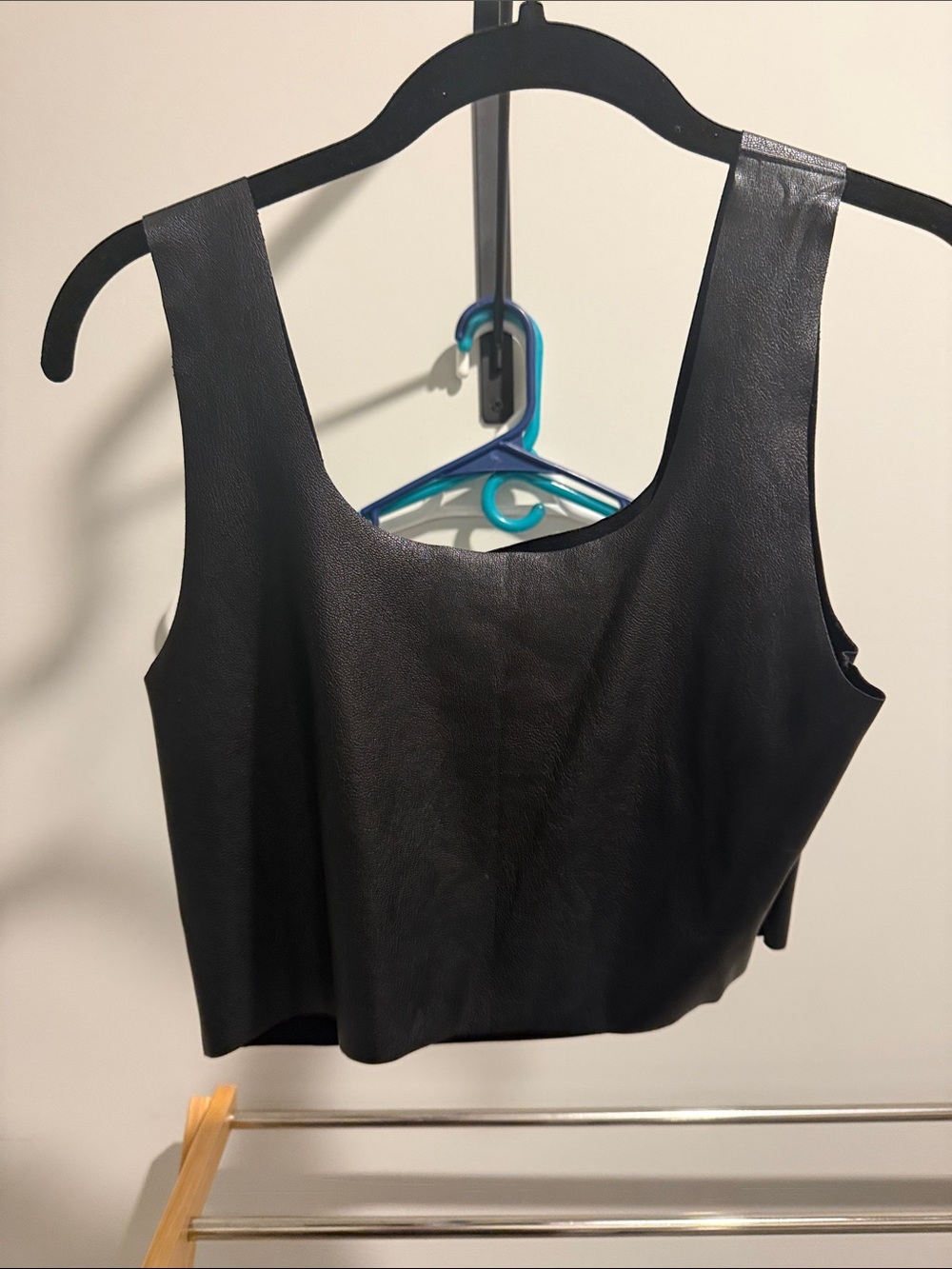 Commando Black Faux Leather Crop Tank